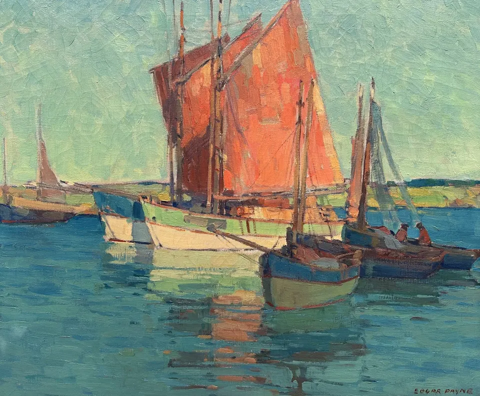 Edgar Payne, Fishing Boats at Douarnenez, oil on canvas