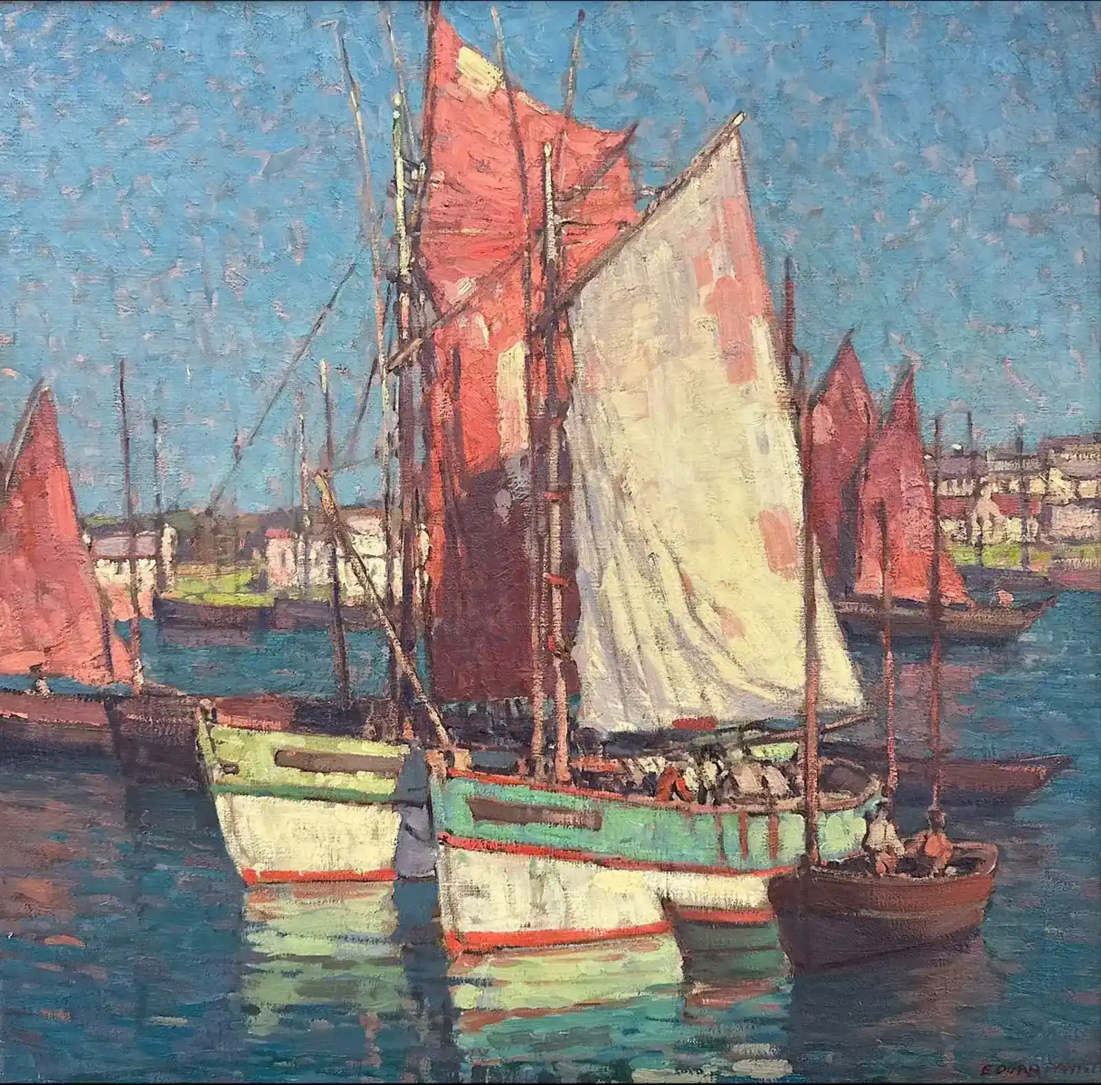 Edgar Payne, Fishing Boats Concarneau, France, oil on canvas (sold by Steven Stern Fine Arts)