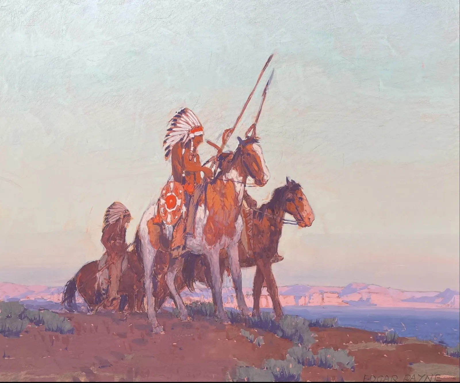 Edgar Payne, Navajo Scouts, mixed media (sold by Steven Stern Fine Arts)