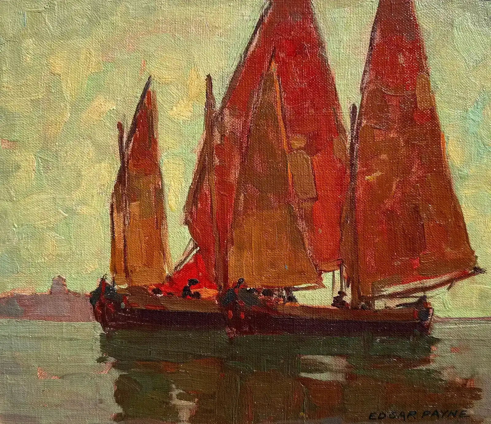 Edgar Payne, Red Sails, oil on board (sold by Steven Stern Fine Arts)