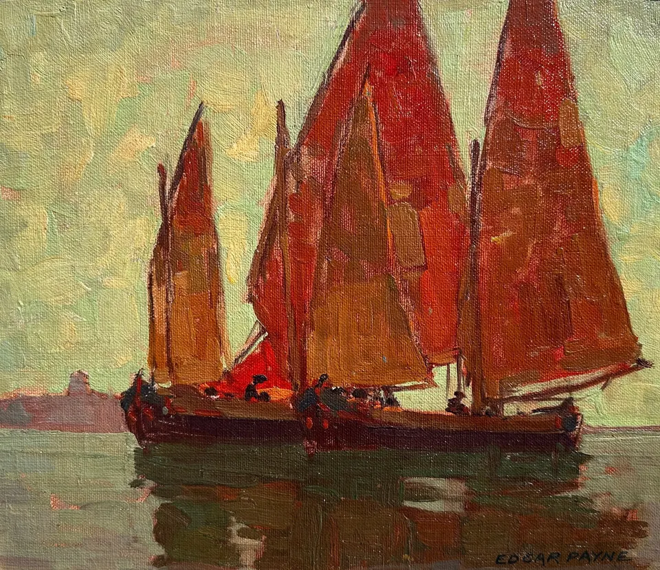 Edgar Payne, Red Sails, oil on board