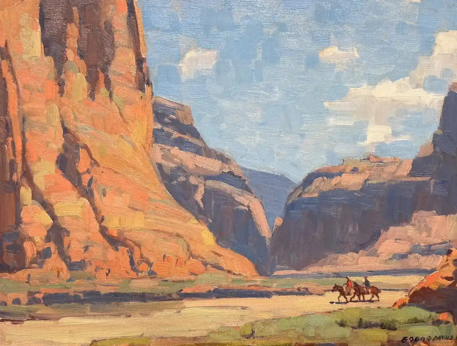 Edgar Payne, Riders in Canyon de Chelly, oil on canvas (sold by Steven Stern Fine Arts)